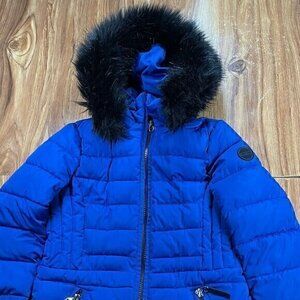 CALVIN KLEIN Performance Women's Black Faux Fur Hooded Puffer Jacket - S…